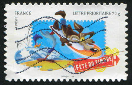 FRANCE - CIRCA 2009: stamp printed by France, shows Coyote, circa 2009のeditorial素材