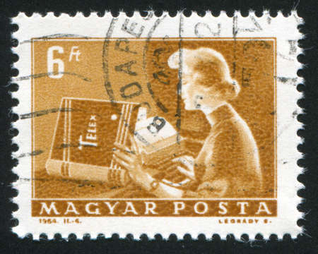 HUNGARY  CIRCA 1964: stamp printed by Hungary, shows woman teletypist, circa 1964