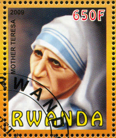 RWANDA - CIRCA 2009: stamp printed by Rwanda, shows Mother Teresa, circa 2009のeditorial素材