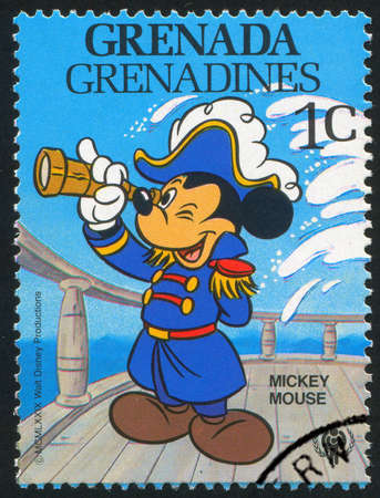 GRENADA - CIRCA 1979: stamp printed by Grenada, shows Walt Disney characters, Mickey mouse, circa 1979のeditorial素材