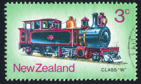 NEW ZEALAND - CIRCA 1973: stamp printed by New Zealand, shows locomotive, circa 1973の写真素材