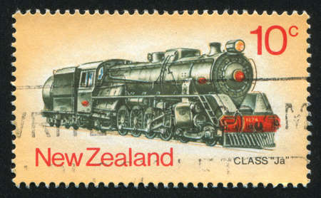 NEW ZEALAND - CIRCA 1973: stamp printed by New Zealand, shows locomotive, circa 1973の写真素材