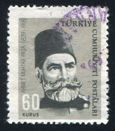 TURKEY - CIRCA 1964: stamp printed by Turkey, shows Gazi Ahmet Muhtar Pasha, commander, circa 1964.