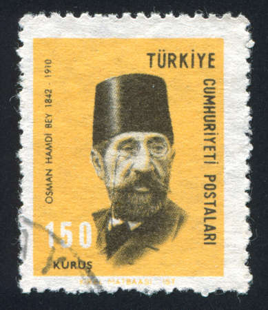 TURKEY - CIRCA 1967: stamp printed by Turkey, shows Osman Hamdi, painter, circa 1967.