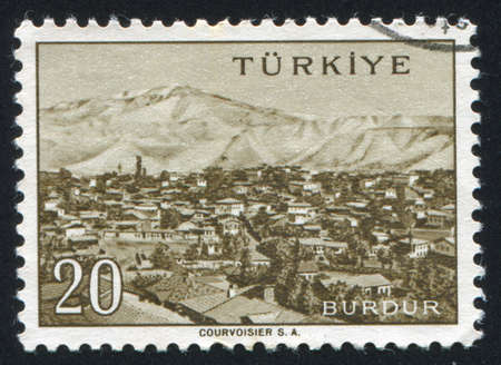 TURKEY - CIRCA 1959: stamp printed by Turkey, shows Turkish city, Burdur, circa 1959.