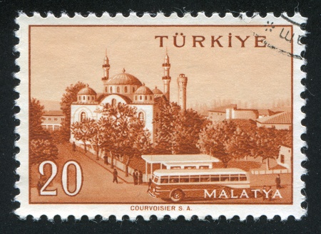 TURKEY - CIRCA 1959: stamp printed by Turkey, shows Turkish city, Malatya, circa 1959.の写真素材