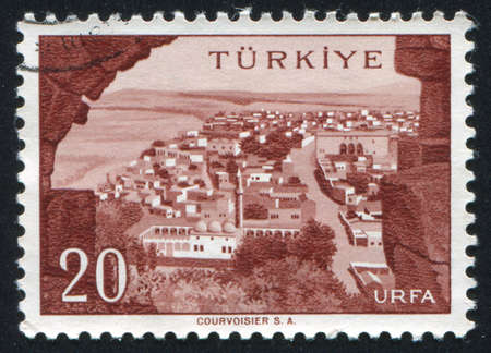 TURKEY - CIRCA 1959: stamp printed by Turkey, shows Turkish city, Urfa, circa 1959.の写真素材