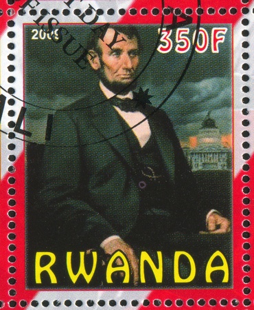 RWANDA - CIRCA 2009: stamp printed by Rwanda, shows Abraham Lincoln, circa 2009のeditorial素材