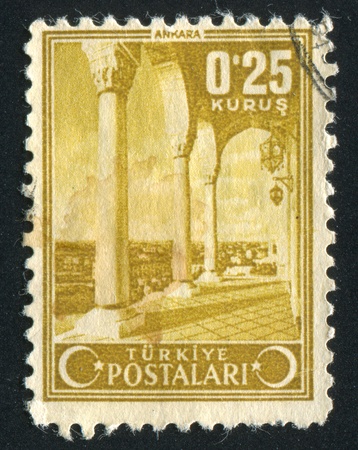TURKEY - CIRCA 1943: stamp printed by Turkey, shows Ankara, circa 1943の写真素材