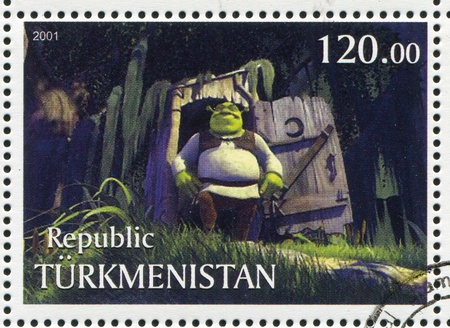 TURKMENISTAN - CIRCA 2001: stamp printed by Turkmenistan, shows Shriek, circa 2001のeditorial素材