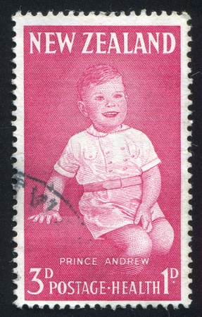 NEW ZEALAND - CIRCA 1963: stamp printed by New Zealand, shows Prince Andrew, circa 1963のeditorial素材