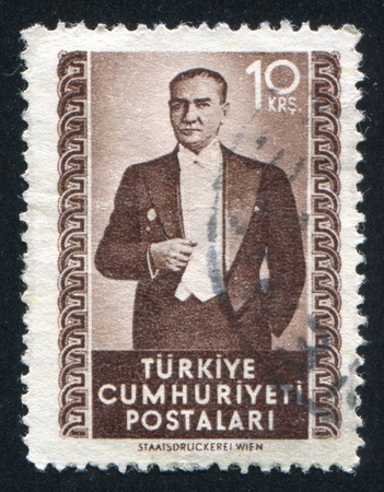 TURKEY - CIRCA 1972: stamp printed by Turkey, shows president Kemal Ataturk, circa 1972.のeditorial素材