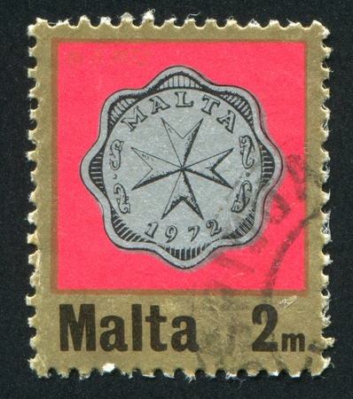 MALTA - CIRCA 1972: stamp printed by Malta, shows Maltese Cross, circa 1972のeditorial素材