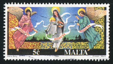MALTA - CIRCA 1994: stamp printed by Malta, shows Christmas, circa 1994のeditorial素材