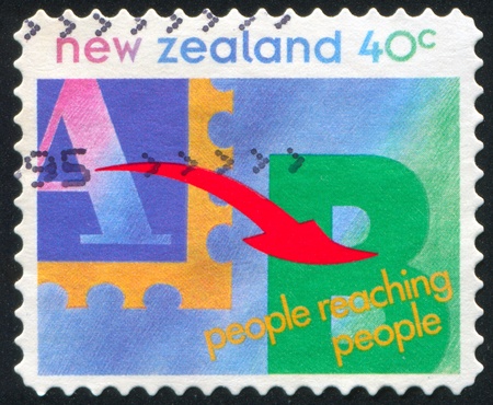 NEW ZEALAND - CIRCA 1994: stamp printed by New Zealand, shows Letters A and B, Arrow Partially...