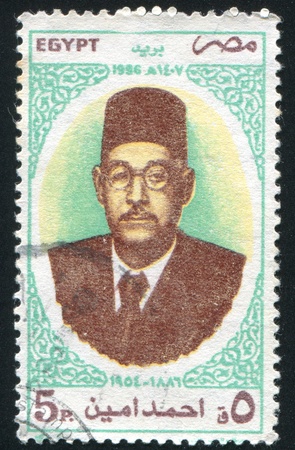 EGYPT - CIRCA 1986: stamp printed by Egypt, shows Ahmed Amin Philosopher, circa 1986.のeditorial素材