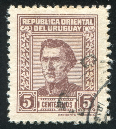 URUGUAY - CIRCA 1939: stamp printed by Uruguay, shows Jose Gervasio Artigas, circa 1939のeditorial素材
