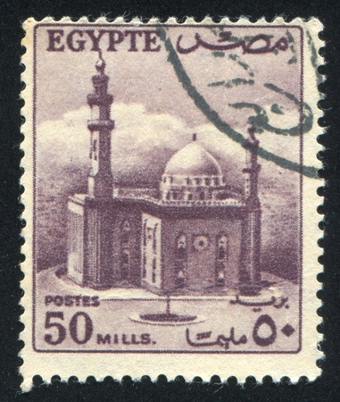 EGYPT - CIRCA 1952: stamp printed by Egypt, shows Mosque of Sultan Hassan, circa 1952.の写真素材