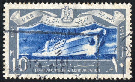 EGYPT - CIRCA 1959: stamp printed by Egypt, shows Ship, circa 1959の写真素材