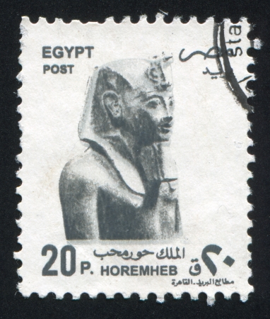 EGYPT - CIRCA 1994: stamp printed by Egypt, shows Bust of Pharaoh Horemheb, circa 1994の写真素材