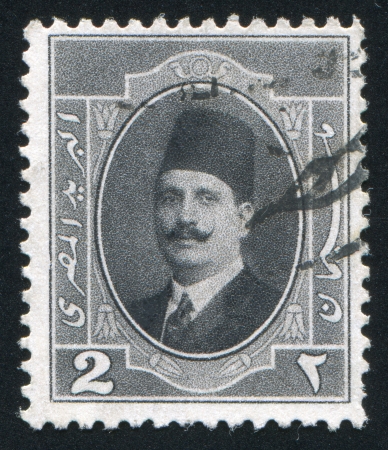 EGYPT - CIRCA 1923: stamp printed by Egypt, shows King Fuad, circa 1923.のeditorial素材