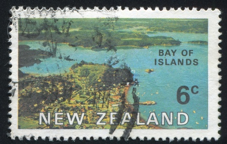 NEW ZEALAND - CIRCA 1969: stamp printed by New Zealand, shows Bay of Islands, circa 1969の写真素材