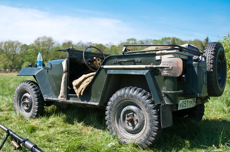 KALININGRAD, RUSSIA  - May 09: Reconstruction of the Great War (Russian-Germany) battle, reconstruction of combat between Soviet and German armies, May 09, 2012 in Kaliningrad, Russia.のeditorial素材