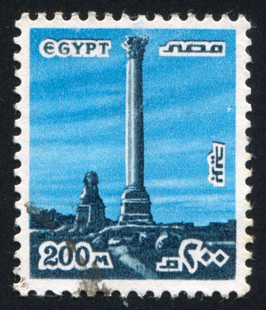 EGYPT - CIRCA 1978: stamp printed by Egypt, shows Column, Alexandria, Sphinx, circa 1978の写真素材