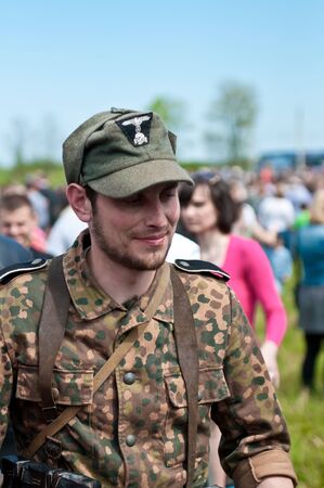 KALININGRAD, RUSSIA  - May 09: Reconstruction of the Great War (Russian-Germany) battle, reconstruction of combat between Soviet and German armies, May 09, 2012 in Kaliningrad, Russia.のeditorial素材