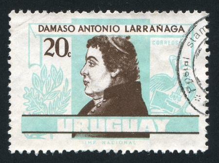 URUGUAY - CIRCA 1963: stamp printed by Uruguay, shows Damaso Larranaga, circa 1963のeditorial素材