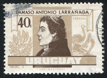 URUGUAY - CIRCA 1963: stamp printed by Uruguay, shows Damaso Larranaga, circa 1963のeditorial素材
