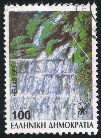 GREECE - CIRCA 1988: stamp printed by Greece, shows Edessaios River cascades, circa 1988の写真素材