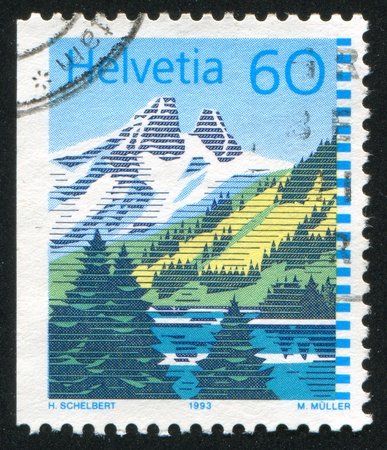 SWITZERLAND - CIRCA 1993: stamp printed by Switzerland, shows mountain, circa 1993.の写真素材
