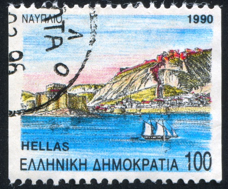 GREECE - CIRCA 1990: stamp printed by Greece, shows Nauplia, circa 1990の写真素材