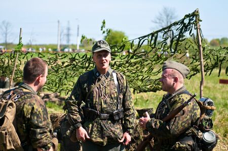 KALININGRAD, RUSSIA  - May 09: Reconstruction of the Great War (Russian-Germany) battle,...