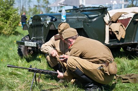 KALININGRAD, RUSSIA  - May 09: Reconstruction of the Great War (Russian-Germany) battle,...