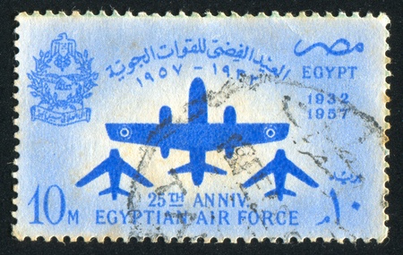 EGYPT - CIRCA 1957: stamp printed by Egypt, shows Aircrafts, arms, circa 1957