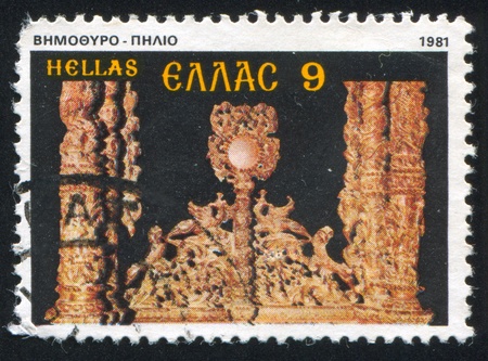 GREECE - CIRCA 1981: stamp printed by Greece, shows Pelion, iconostase, circa 1981のeditorial素材