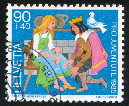 SWITZERLAND - CIRCA 1985: stamp printed by Switzerland, shows Cinderella,  circa 1985のeditorial素材