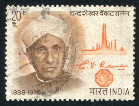 INDIA - CIRCA 1971: stamp printed by India, shows Chandrasekhara Venkata Raman, circa 1971のeditorial素材