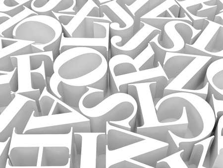 High resolution image. 3d rendered illustration. Background of alphabet.