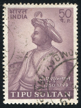 INDIA - CIRCA 1974: stamp printed by India, shows Tipu Sultan, circa 1974のeditorial素材