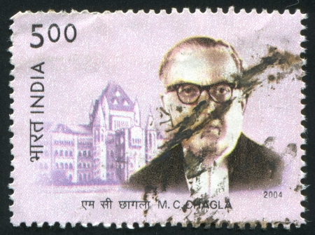 INDIA - CIRCA 2004: stamp printed by India, shows Chagla, Judge, Diplomat, circa 2004