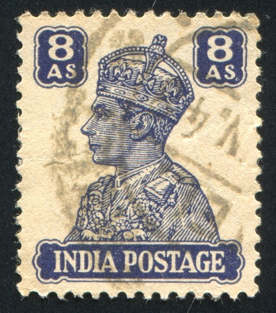 INDIA - CIRCA 1941: stamp printed by India, shows King George VI, circa 1941のeditorial素材