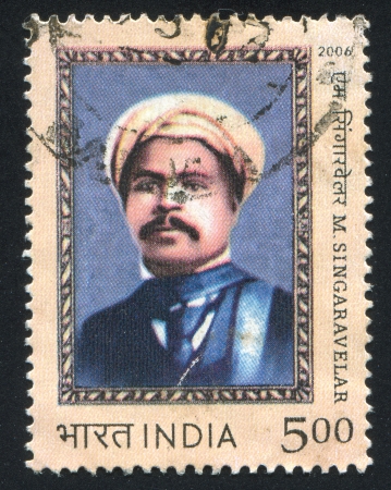 INDIA - CIRCA 2006: stamp printed by India, shows Singaravelar, Communis, Politician, circa 2006のeditorial素材