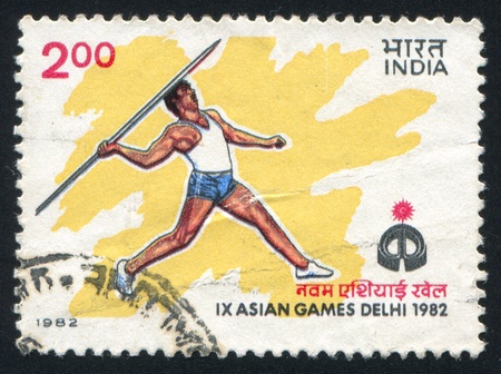 INDIA - CIRCA 1982: stamp printed by India, shows IX Asian Games, circa 1982のeditorial素材