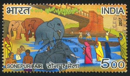 INDIA - CIRCA 2007: stamp printed by India, shows Sonepur Fair, circa 2007のeditorial素材