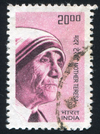 INDIA - CIRCA 1983: stamp printed by India, shows Mother Teresa, circa 1983のeditorial素材