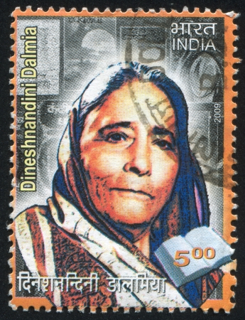INDIA - CIRCA 2009: stamp printed by India, shows woman Dinesh Nandini Dalmia, circa 2009のeditorial素材