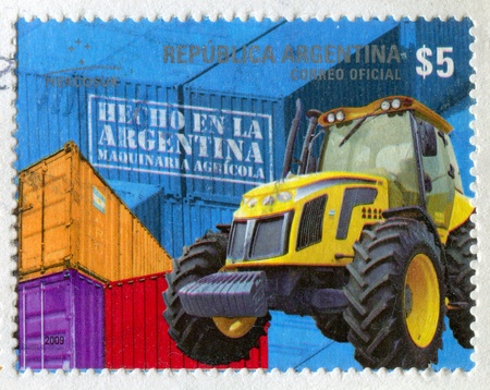 ARGENTINA - CIRCA 2009: stamp printed by Argentina, shows tractor, circa 2009のeditorial素材